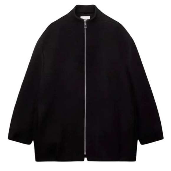 Zara Jackets & Blazers - ZARA • Black Manteca Wool Bomber Jacket Coat Made In Italy